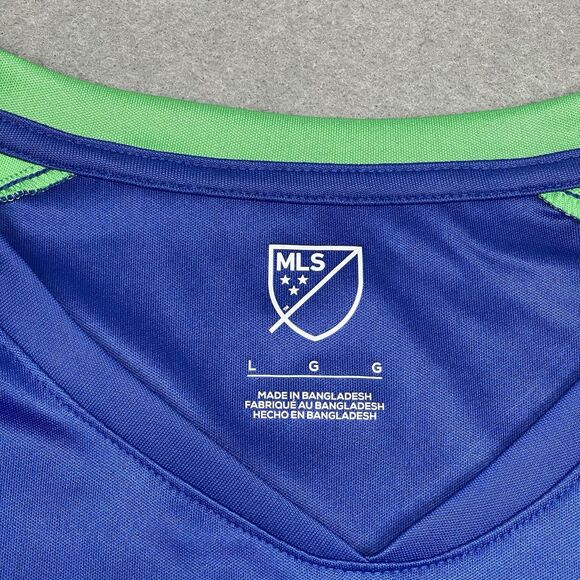 Seattle Sounders Jersey Womens Large Blue Green Fan Base Shirt Season 2024 NEW - Picture 2 of 11